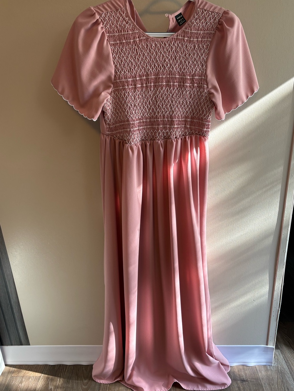 Dusty Rose Smocked Maxi Dress for Women